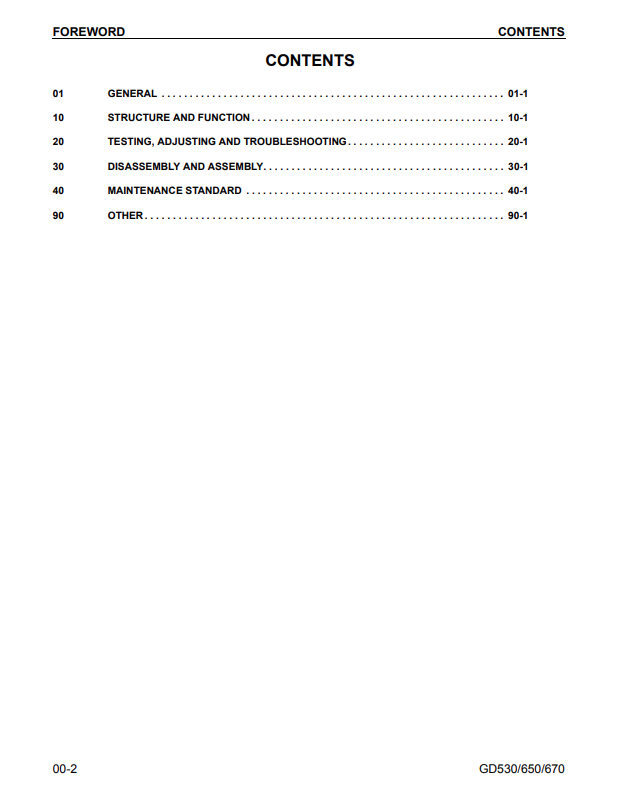 Komatsu GD530A GD650A GD670A Motor Grader Service and Repair Manual CEBM003902
