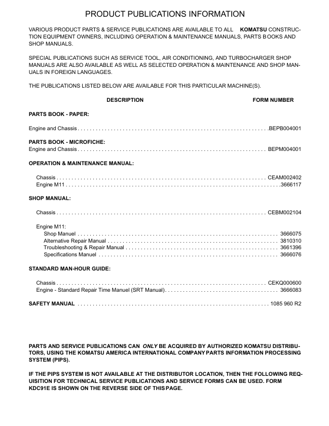 Komatsu GD750A-1 Motor Grader Service & Workshop Manual – CEBM002104