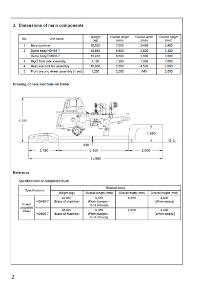 Komatsu Galeo HD465-7 & HD605-7 Truck Setup & Field Assembly Manual GEN00010-01