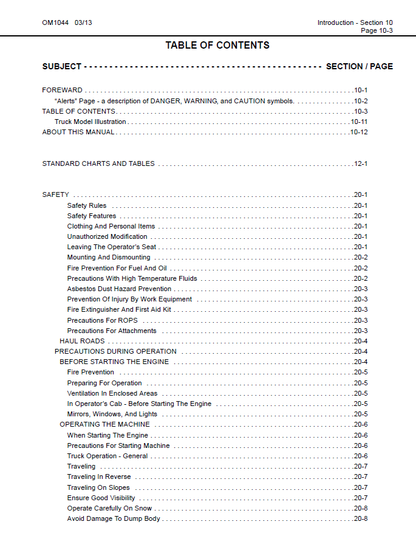 Komatsu HD1500-5 Dump Truck PDF Manual CEAM012803