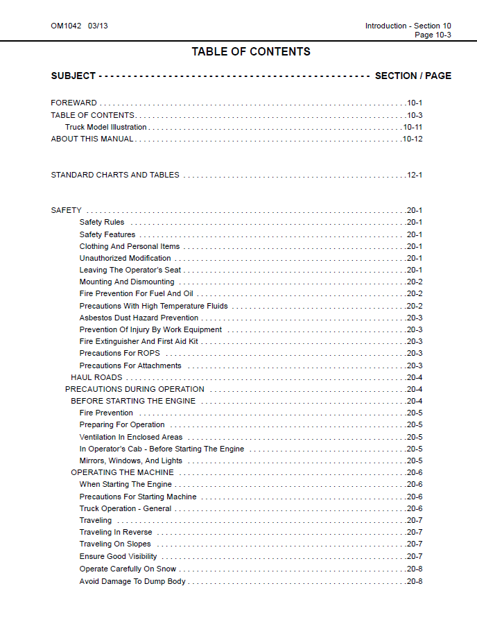 Komatsu HD1500-5 Dump Truck PDF Manual CEAM013603