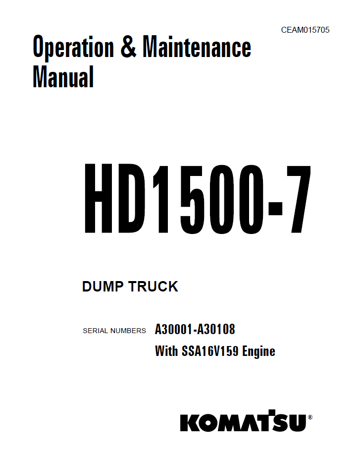 Komatsu HD1500-7 Dump Truck Manual CEAM015705
