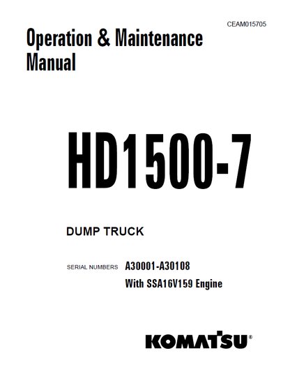 Komatsu HD1500-7 Dump Truck Manual CEAM015705