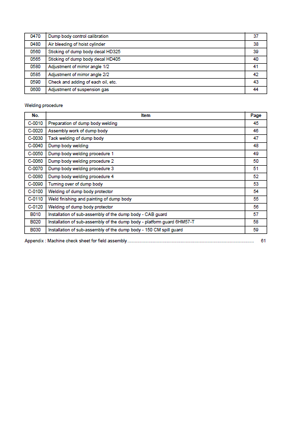 Komatsu HD325-8 and HD405-8 Technical Field Assembly Guide GEN00151-00