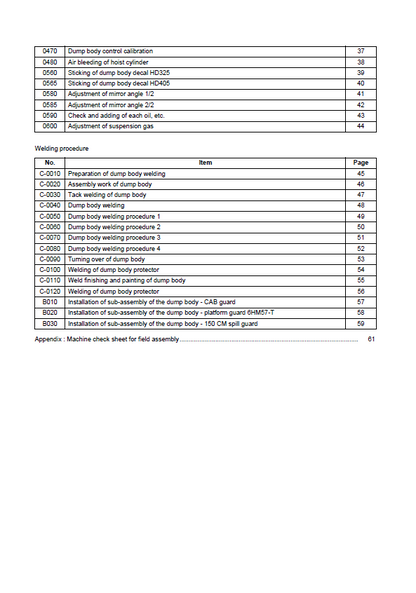 Komatsu HD325-8 and HD405-8 Technical Field Assembly Guide GEN00151-00