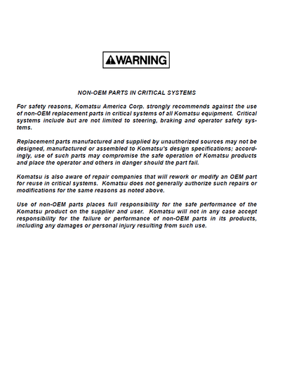 Komatsu HD785-5LC Dump Truck Operating Instructions Manual CEAM006004