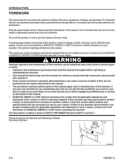 Komatsu HM300-1L Operation and Maintenance Manual CEAM015401