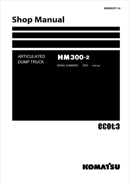 Komatsu HM300-2 Agricultural Dump Truck Sn 2001-Up Shop Manual - PDF File