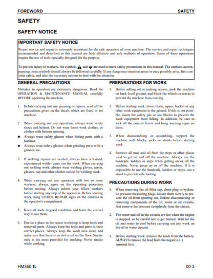 Komatsu HM350-1L Technical Workshop Shop Manual Download