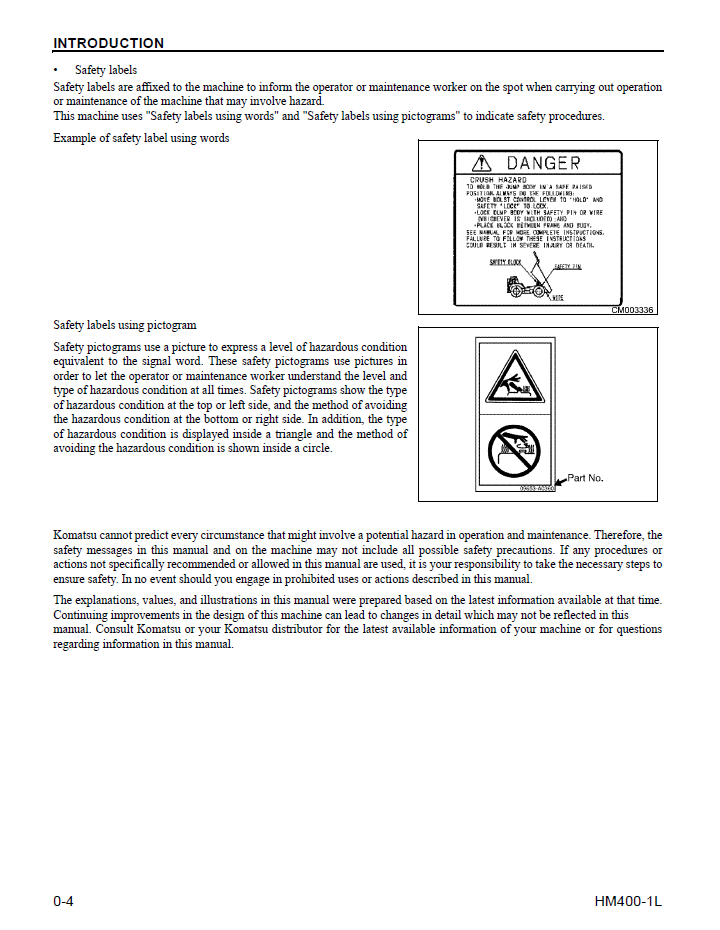 Komatsu HM400-1L Dump Truck PDF Manual CEAM015103