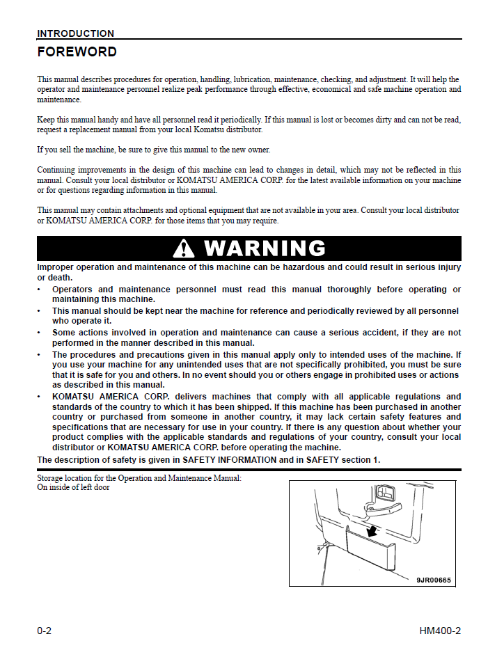 Komatsu HM400-2 Operation and Maintenance Manual CEAM017604