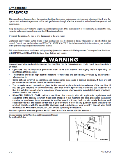 Komatsu HM400-2 Operation and Maintenance Manual CEAM017604