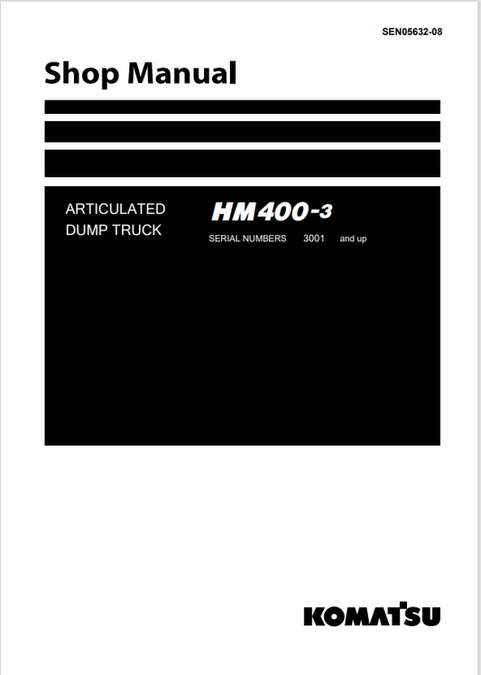 Komatsu HM400-3 Agricultural Dump Truck Sn 3001-Up Shop Manual - PDF File