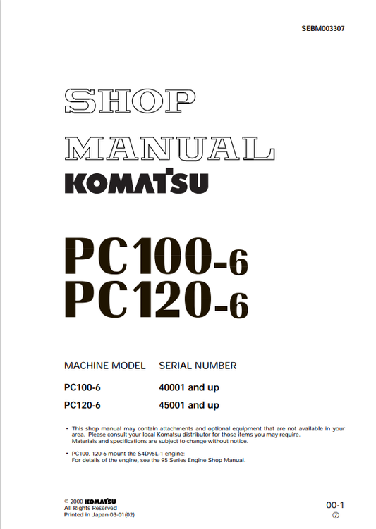 Komatsu PC100-6 Shop Manual SN 40001-UP - PDF File