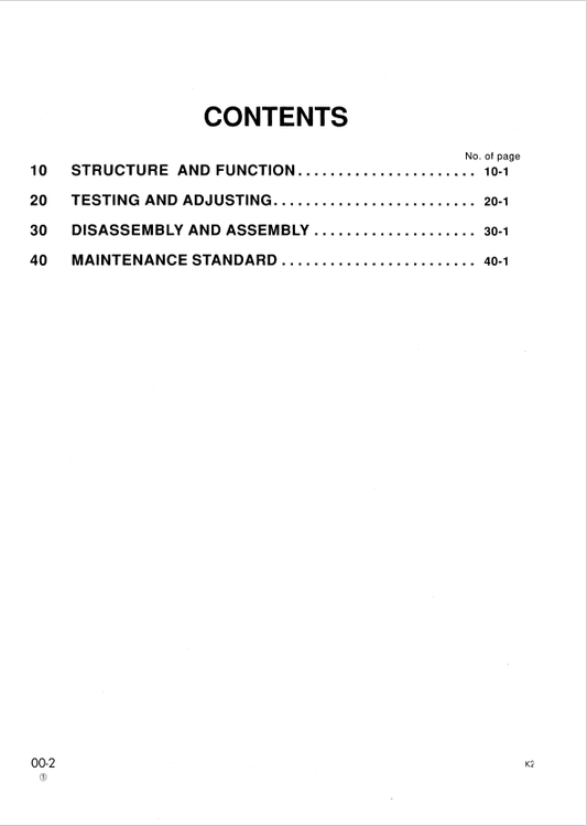 Komatsu PC120-5K to PC180-5K Hydraulic Excavator Service Manual