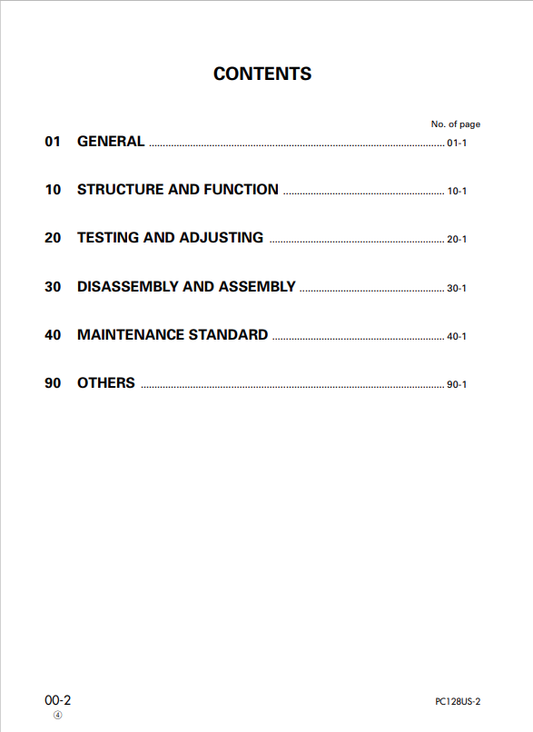 Komatsu PC138US-2 Hydraulic Excavator Service & Repair Manual