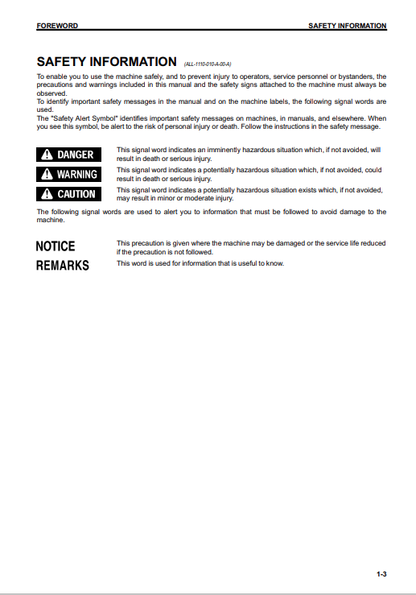 Komatsu PC138USLC-10 Excavator Maintenance Manual PDF