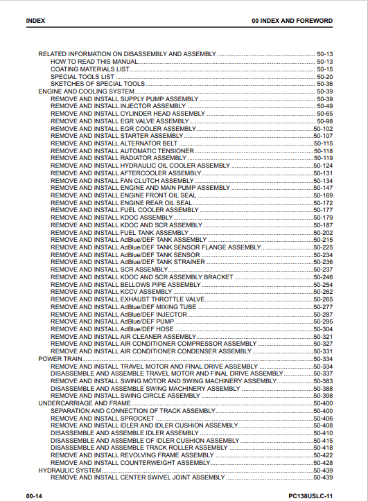 Komatsu PC138US(LC)-11 Shop & Service Repair Manual PDF SEN06589-05