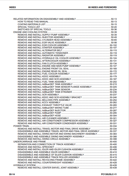 Komatsu PC138US(LC)-11 Shop & Service Repair Manual PDF SEN06589-05