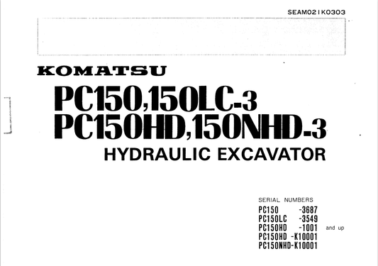 Komatsu PC150-3 Excavator Operation & Maintenance Manual PDF