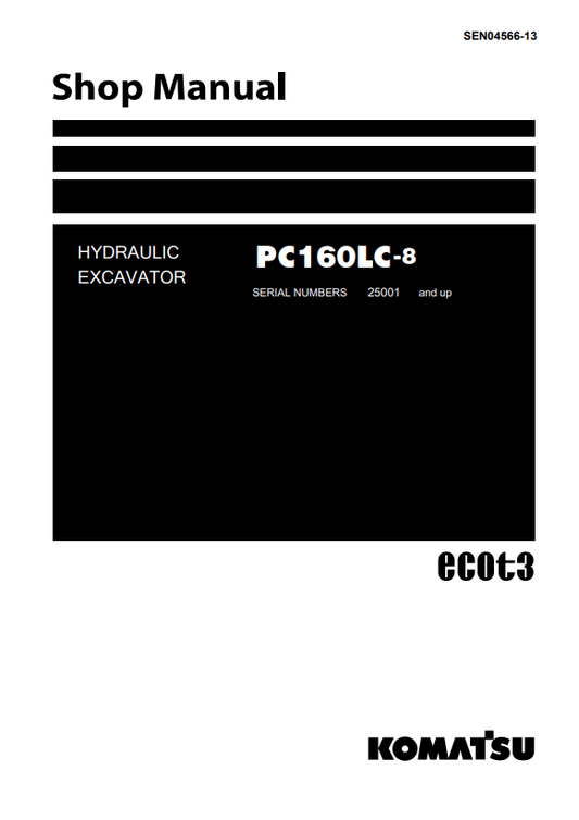 Komatsu PC160LC-8 Excavator Shop & Repair Manual PDF