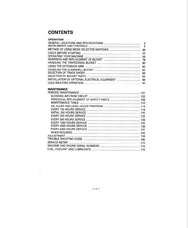 Komatsu PC200LC-3 Excavator Operation Manual S/N 20001-UP
