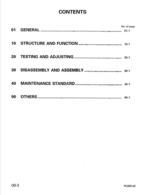 Komatsu PC200LC-6 Excavator Service & Repair Manual PDF