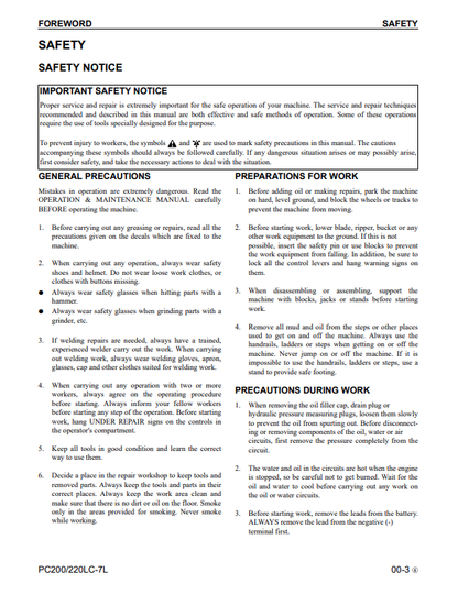 Komatsu PC200LC-7L PC220LC-7L Excavator Shop Manual PDF