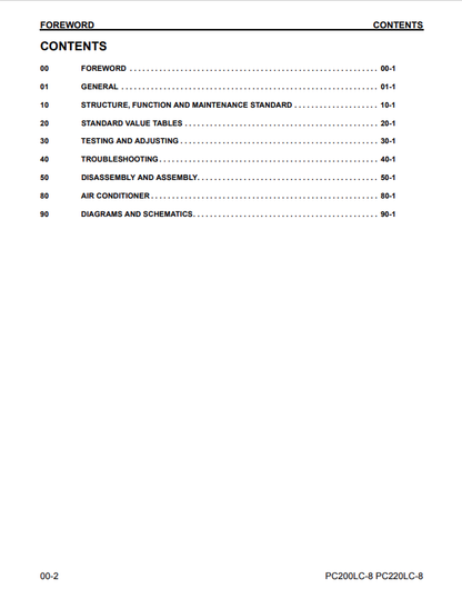 Komatsu PC200LC-8 & PC220LC-8 Excavator Repair Manual CEBM000903