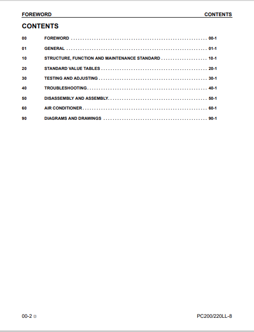 Komatsu PC200LL-8 and PC220LL-8 Service and Repair Manual PDF