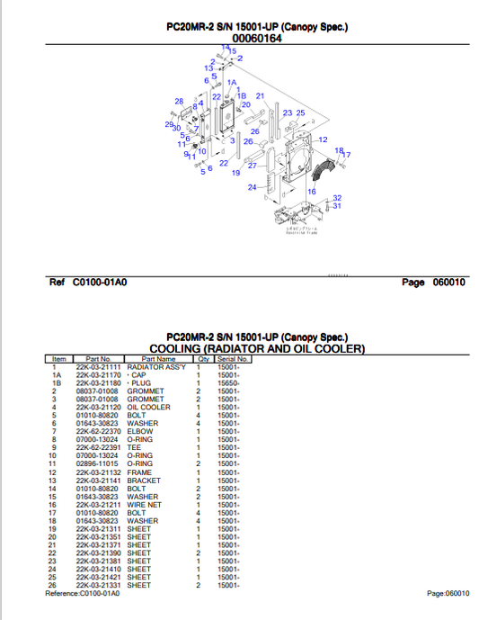 Komatsu PC20MR-2 Crawler Excavator Sn 15001-Up Parts Catalogue Manual - PDF File