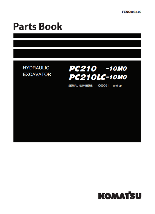 Komatsu PC210-10M0 PC210LC-10M0 Hydraulic Excavator Parts Manual