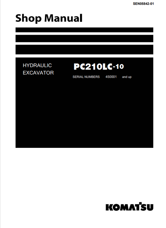 Komatsu PC210LC-10 Hydraulic Excavator Shop & Repair Manual PDF