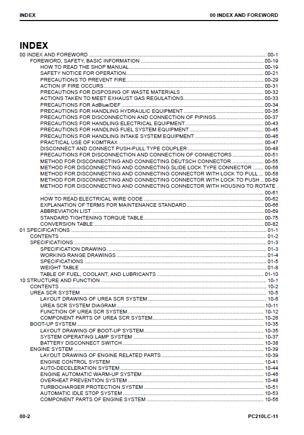 Komatsu PC210LC-11 Excavator Service and Repair Manual PDF