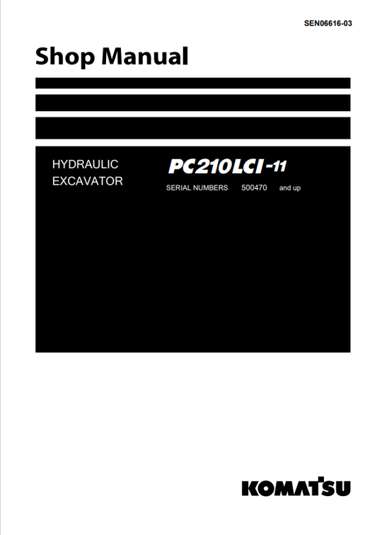 Komatsu PC210LCI-11 JPN Crawler Excavator Shop Manual PDF