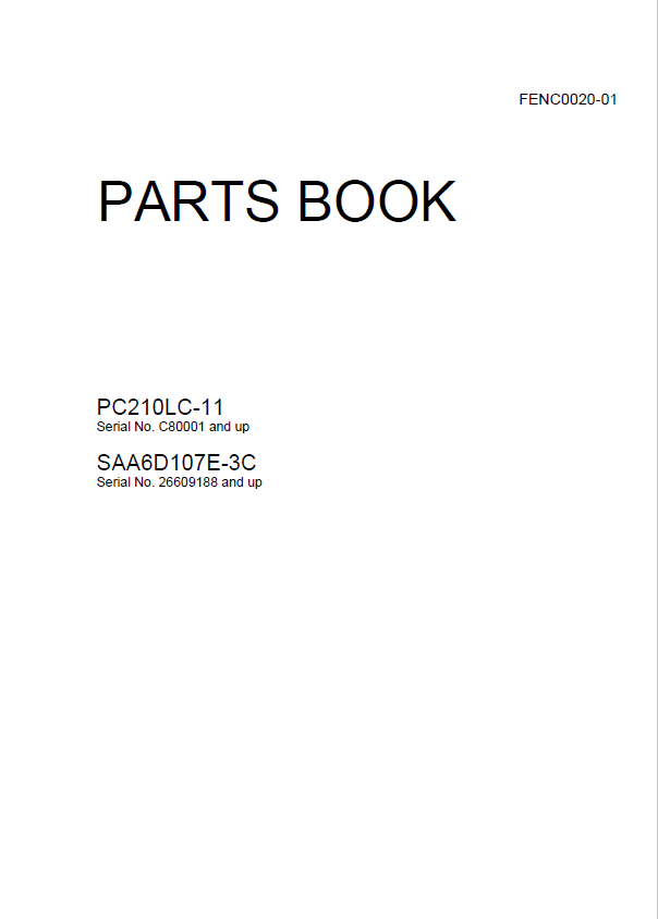 Komatsu PC210LCi-11 Excavator Spare Parts Catalog PDF
