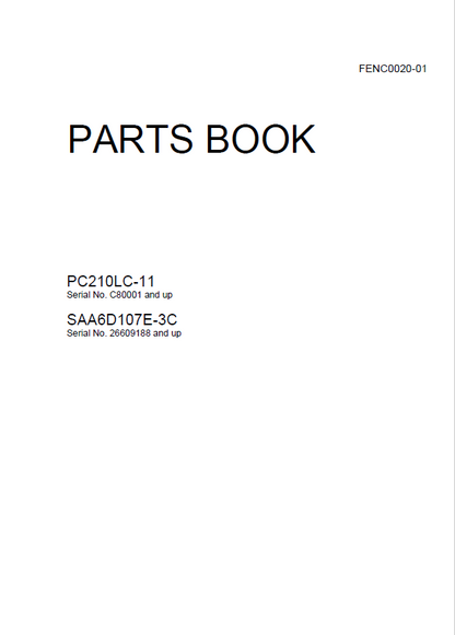 Komatsu PC210LCi-11 Excavator Spare Parts Catalog PDF