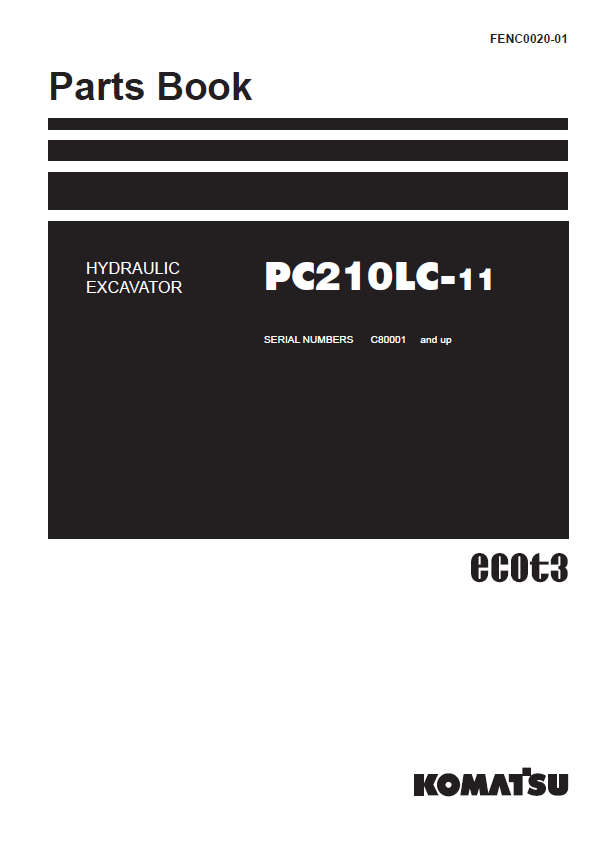 Komatsu PC210LCi-11 Hydraulic Excavator Parts Book FENC0020-01