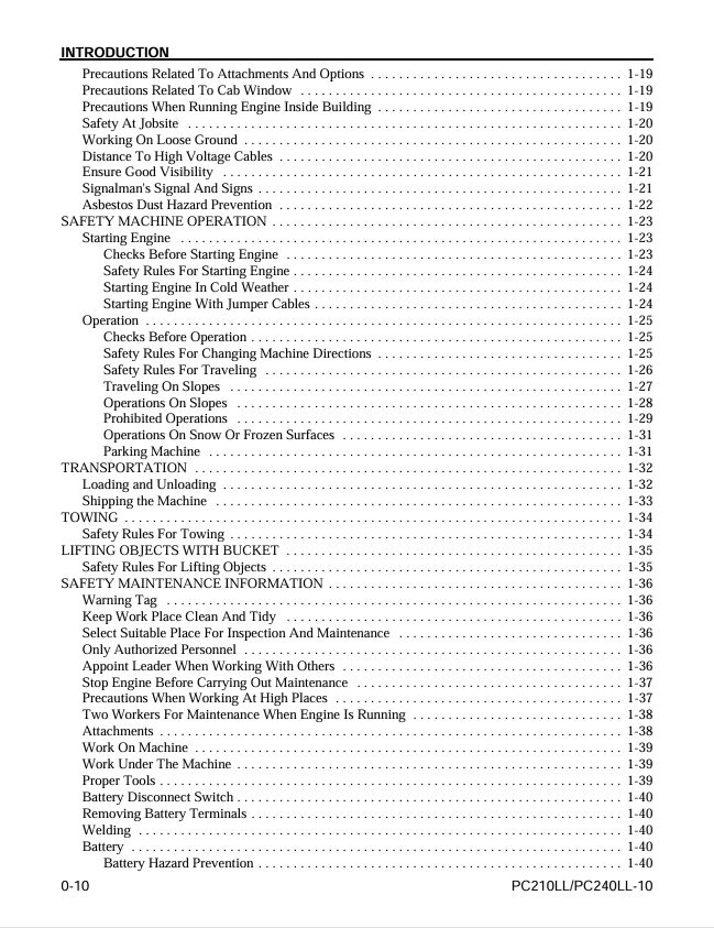 Komatsu PC210LL-10 & PC240LL-10 Maintenance Manual – CEAM028303