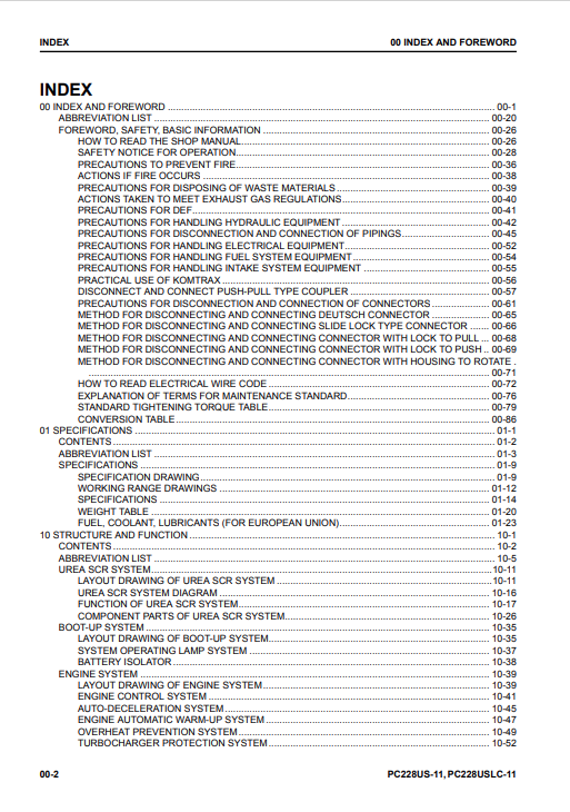 Komatsu PC228USLC-11 Excavator Workshop Manual PDF