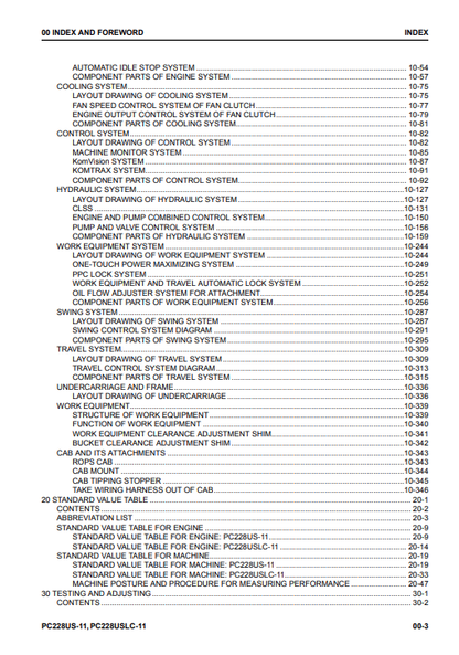 Komatsu PC228USLC-11 Hydraulic Excavator Repair Manual