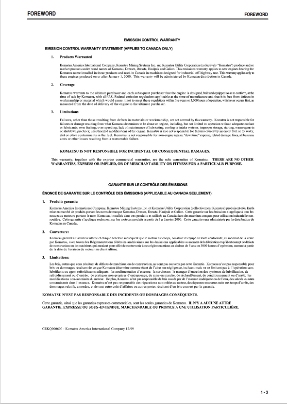 Komatsu PC228USLC-3 Excavator Operation Manual 30001-UP