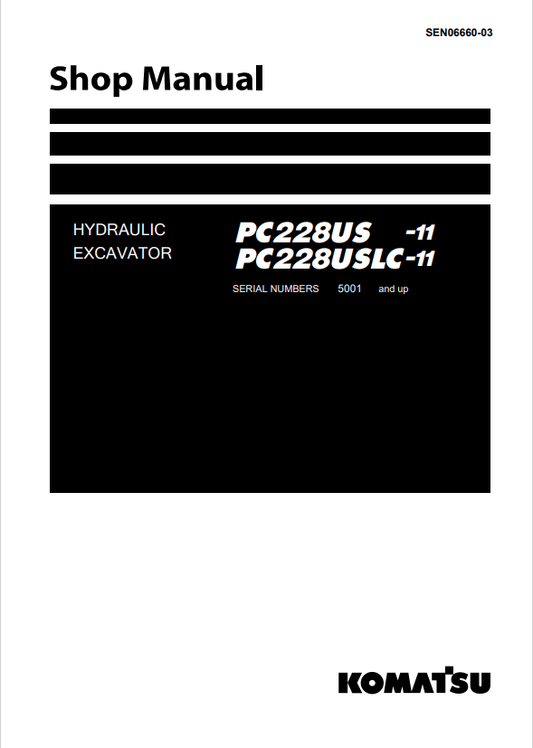 Komatsu PC228(US)LC-11 Hydraulic Excavator Shop Manual PDF