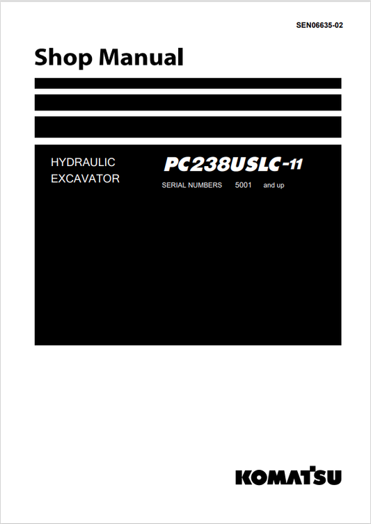 Komatsu PC238USLC-11 Hydraulic Excavator Shop Manual PDF
