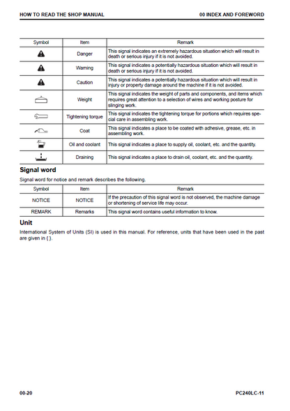 Komatsu PC240LC-11 Hydraulic Excavator Maintenance & Service Manual CEBM028602