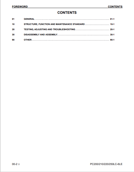 Komatsu PC250LC-6LE Hydraulic Excavator Operator Manual A83001-UP