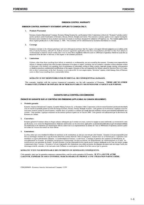 Komatsu PC270-8 Excavator Operation Manual S/N 20001-UP