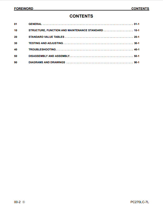 Komatsu PC270LC-7L Hydraulic Excavator Service and Repair Manual