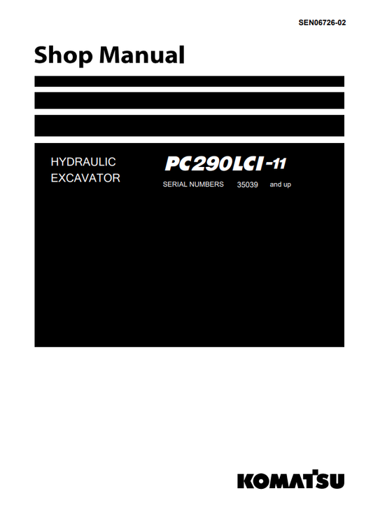 Komatsu PC290LCI-11 Hydraulic Excavator Shop Manual PDF