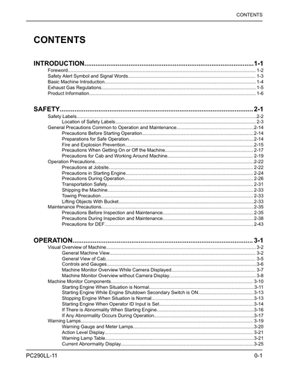 Komatsu PC290LL-11 Log Loader Technical Manual – CEAM032002